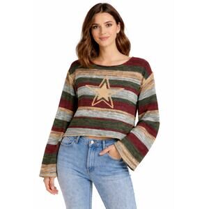 SO Striped Knit Star Sweater Large